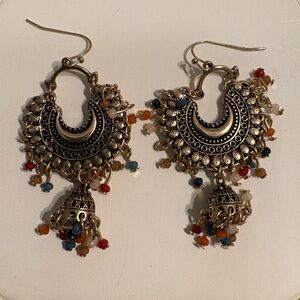 Elegant Gold and Multicolor Dangle Earrings